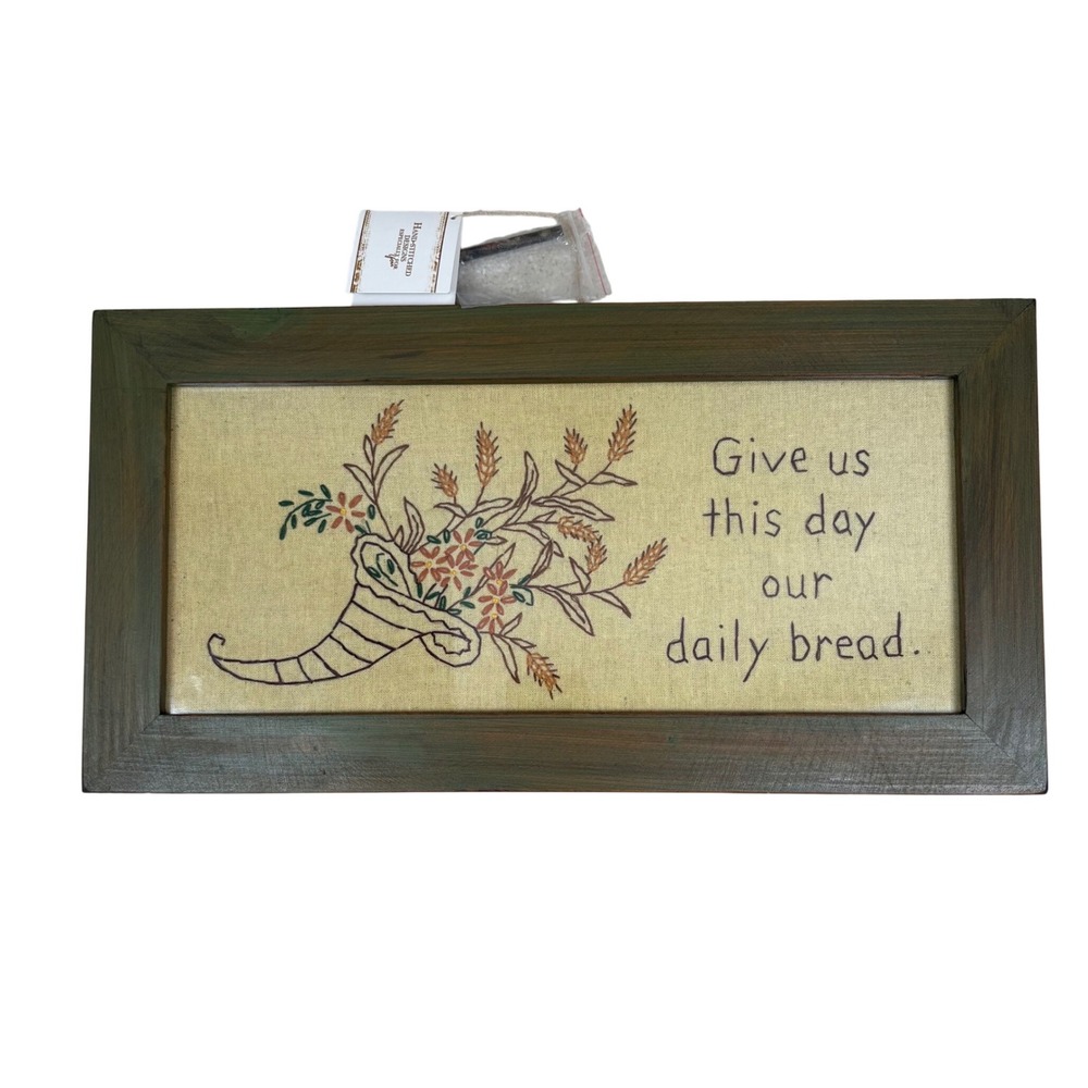 Handstitched Frame Wall Decor Give Us This Day Daily Bread Saying Religion Praye